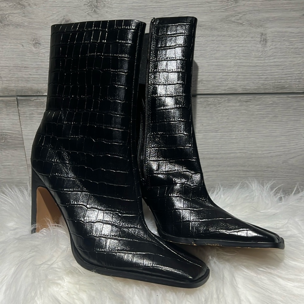 ASOS CROCODILE LOOK HEEL BOOTS